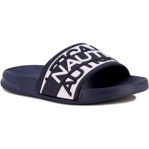 imageNautica Womens Athletic Slide Sandals  Comfort SlipOn Shower Shoes QuickDry Beach Sandals NonSlip Boat Slides for Pool ampamp Casual WearNavy Whitenara