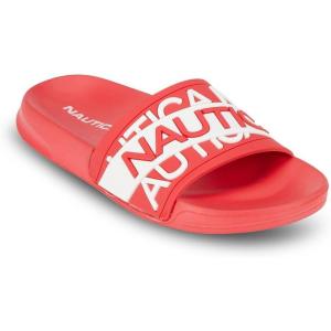 imageNautica Womens Athletic Slide Sandals  Comfort SlipOn Shower Shoes QuickDry Beach Sandals NonSlip Boat Slides for Pool ampamp Casual WearRed Whitenara