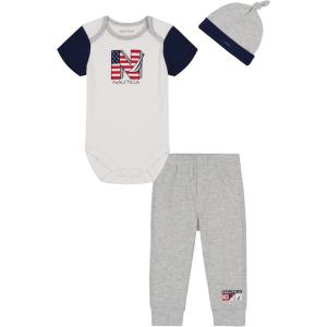 imageNautica babyboys 3 Pieces Pant SetHeatherMedieval BlueWhite