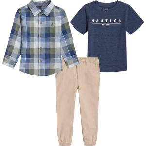 imageNautica babyboys 3 Pieces Pant SetPlaza TaupeNavy Blazer