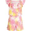 imageNautica girls Patterned Knit Jersey Romper Sleeveless Relaxed Fit ampamp Cinched WaistHot Pink Palm