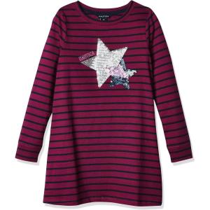 imageNautica Girls Long Sleeve Logo Design Knit TShirt DressRaspberry Radiance Star