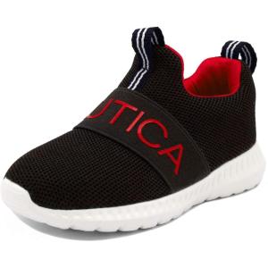 imageNautica Kids SlipOn Sneakers Stylish and Comfortable Athletic Shoes for Boys and Girls in Toddler and Little Kid SizesBlack Knit
