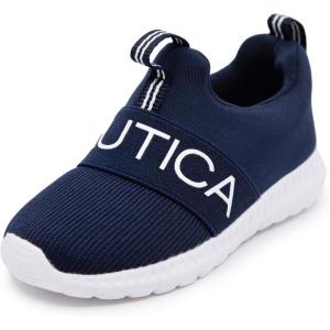 imageNautica Kids SlipOn Sneakers Stylish and Comfortable Athletic Shoes for Boys and Girls in Toddler and Little Kid SizesNavyWhite Ribbed