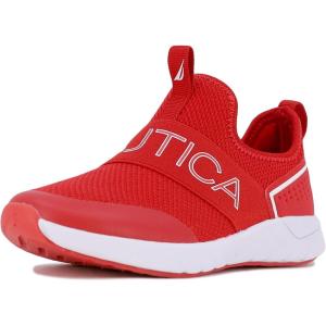 imageNautica Kids SlipOn Sneakers Stylish and Comfortable Athletic Shoes for Boys and Girls in Toddler and Little Kid SizesRed White Alois Saga