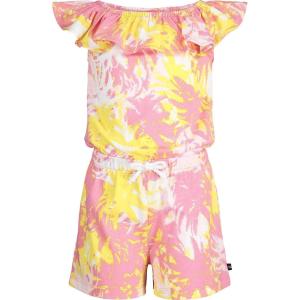 imageNautica girls Patterned Knit Jersey Romper Sleeveless Relaxed Fit ampamp Cinched WaistHot Pink Palm