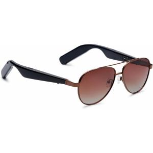 imageNautica Tailwind Smart Sunglasses for Men ampamp Women  Wireless Smart Glasses with Open Ear Speakers and Microphone Polarized UV400 Lenses  Solid Navy Blue Wide FitAdmiral Brown Gradient  Wide