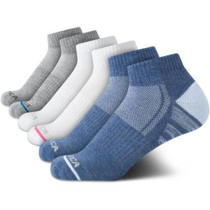 imageNautica Womens Quarter Socks  6 Pack Cushioned Moisture Wicking Breathable Womens Crew Socks for Running and WorkoutsDenim Assorted
