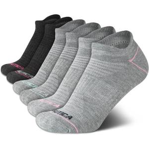 imageNautica Womens Ankle Socks  6 Pack Cushioned Low Cut Tab Breathable Athletic Socks with Arch Support Running Sock for WomenGrey