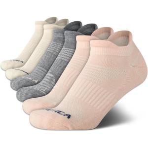 imageNautica Womens Ankle Socks  6 Pack Cushioned Low Cut Tab Breathable Athletic Socks with Arch Support Running Sock for WomenPink Assorted