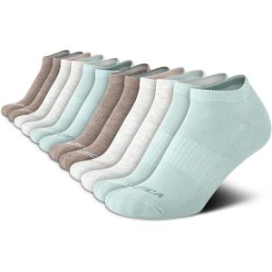imageNautica Womens Low Cut Socks  12 Pack Cushioned Moisture Wicking Athletic No Show Socks for Women for Sports Running 410Green Assorted