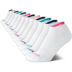 imageNautica Womens No Show Socks  12 Pack Cushioned Moisture Wicking Low Cut Womens Ankle Sock  Breathable Athletic Women SocksWhite