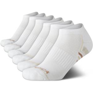 imageNautica Womens No Show Socks  6 Pack Breathable Cushioned Athletic Performance Low Cut Socks for Women Sizes 410All White