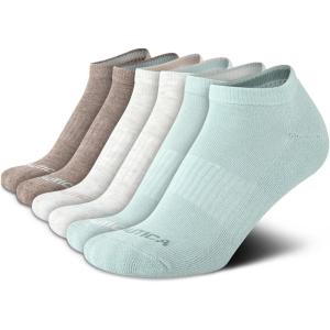 imageNautica Womens No Show Socks  6 Pack Breathable Cushioned Athletic Performance Low Cut Socks for Women Sizes 410Green Assorted