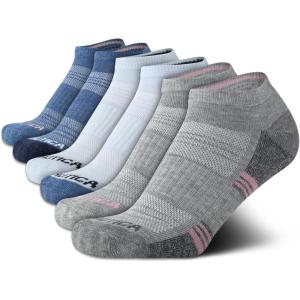 imageNautica Womens No Show Socks  6 Pack Breathable Cushioned Athletic Performance Low Cut Socks for Women Sizes 410GreyBlue