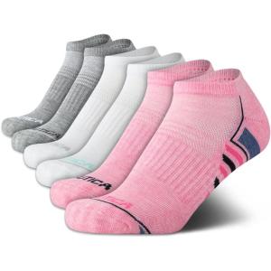 imageNautica Womens No Show Socks  6 Pack Breathable Cushioned Athletic Performance Low Cut Socks for Women Sizes 410Pink Heather Asst