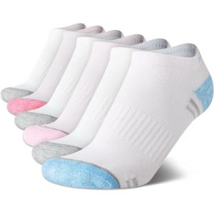 imageNautica Womens No Show Socks  6 Pack Breathable Cushioned Athletic Performance Low Cut Socks for Women Sizes 410WhitePink