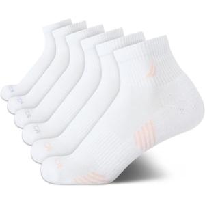 imageNautica Womens Quarter Socks  6 Pack Cushioned Moisture Wicking Athletic Socks for Women for Gym Running Sports 410All White