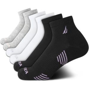 imageNautica Womens Quarter Socks  6 Pack Cushioned Moisture Wicking Athletic Socks for Women for Gym Running Sports 410GreyWhiteBlack