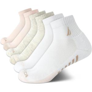 imageNautica Womens Quarter Socks  6 Pack Cushioned Moisture Wicking Athletic Socks for Women for Gym Running Sports 410TanWhite