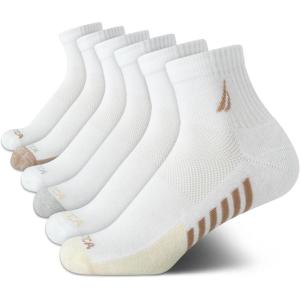 imageNautica Womens Quarter Socks  6 Pack Cushioned Moisture Wicking Athletic Socks for Women for Gym Running Sports 410WhiteOatmeal