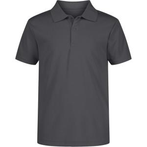 imageNautica Boys School Uniform Short Sleeve Polo Shirt Button Closure Moisture Wicking Performance MaterialCharcoal