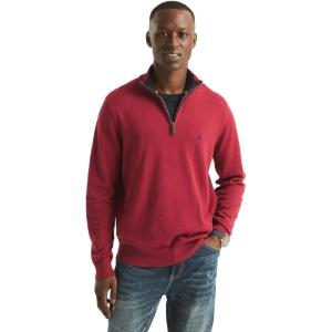 imageNautica Mens Navtech QuarterZip SweaterAutumn Berry