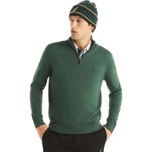 imageNautica Mens Navtech QuarterZip SweaterForest Green