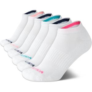 imageNautica Womens Low Cut Socks  6 Pack Breathable Cushioned Athletic Performance No Show Socks for Women Sizes 410White