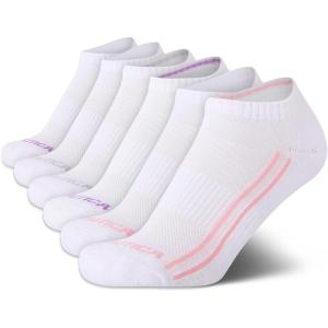 imageNautica Womens Low Cut Socks  6 Pack Breathable Cushioned Athletic Performance No Show Socks for Women Sizes 410White Logo