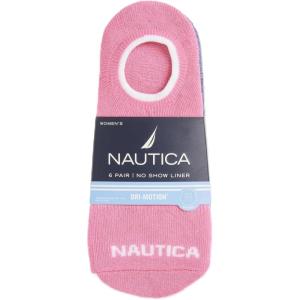 imageNautica Womens No Show Stretchy Sport Liner Socks with Non Slip Grip 6 PackHeather Assorted