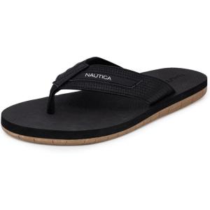 imageNautica Mens Flip Flop Beach Sandal Boat Slide Water SlippersBlackwoven