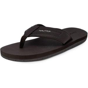 imageNautica Mens Flip Flop Beach Sandal Boat Slide Water SlippersDark Brownwoven