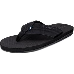imageNautica Mens Flip Flop Beach Sandal Boat Slide Water SlippersStreak Black