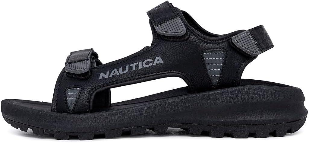 imageNautica Mens Athletic Sport Sandals  Adjustable Strap Comfortable OpenToe Hiking ampamp Walking Sandals with Cushioned SoleBlack