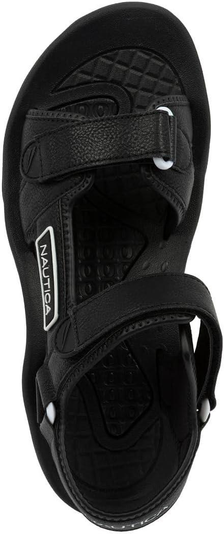 imageNautica Mens Athletic Sport Sandals  Adjustable Strap Comfortable OpenToe Hiking ampamp Walking Sandals with Cushioned SoleBlackbulty