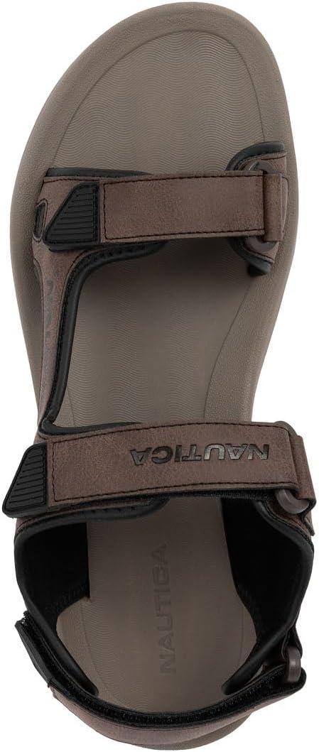 imageNautica Mens Athletic Sport Sandals  Adjustable Strap Comfortable OpenToe Hiking ampamp Walking Sandals with Cushioned SoleBrown Black