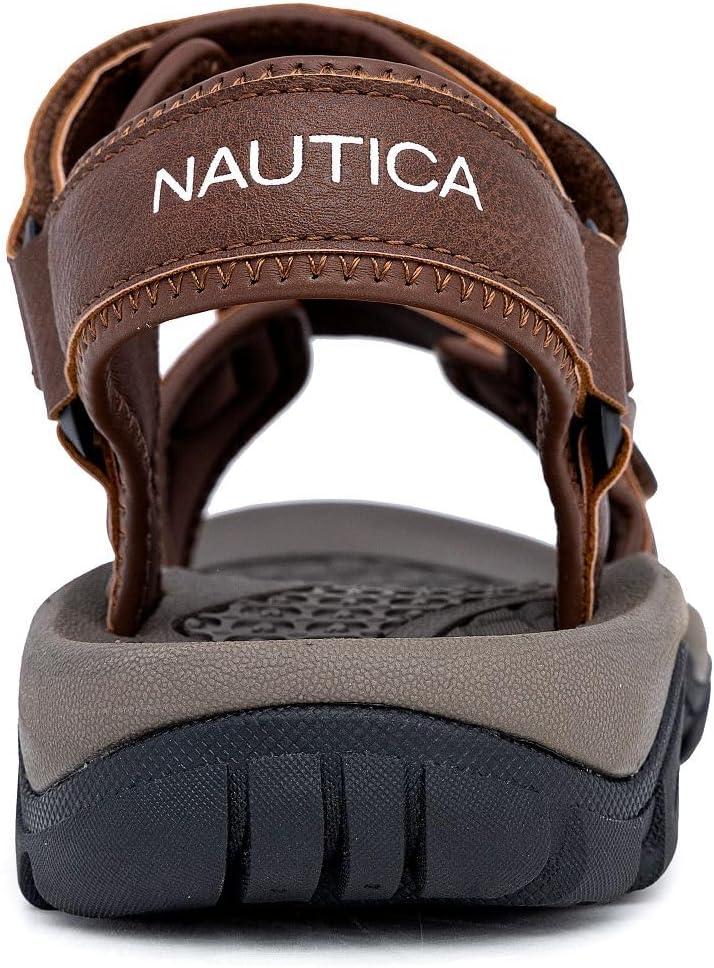 imageNautica Mens Athletic Sport Sandals  Adjustable Strap Comfortable OpenToe Hiking ampamp Walking Sandals with Cushioned SoleDark Brownbulty