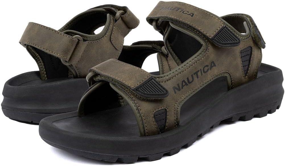imageNautica Mens Athletic Sport Sandals  Adjustable Strap Comfortable OpenToe Hiking ampamp Walking Sandals with Cushioned SoleOlivechisholm