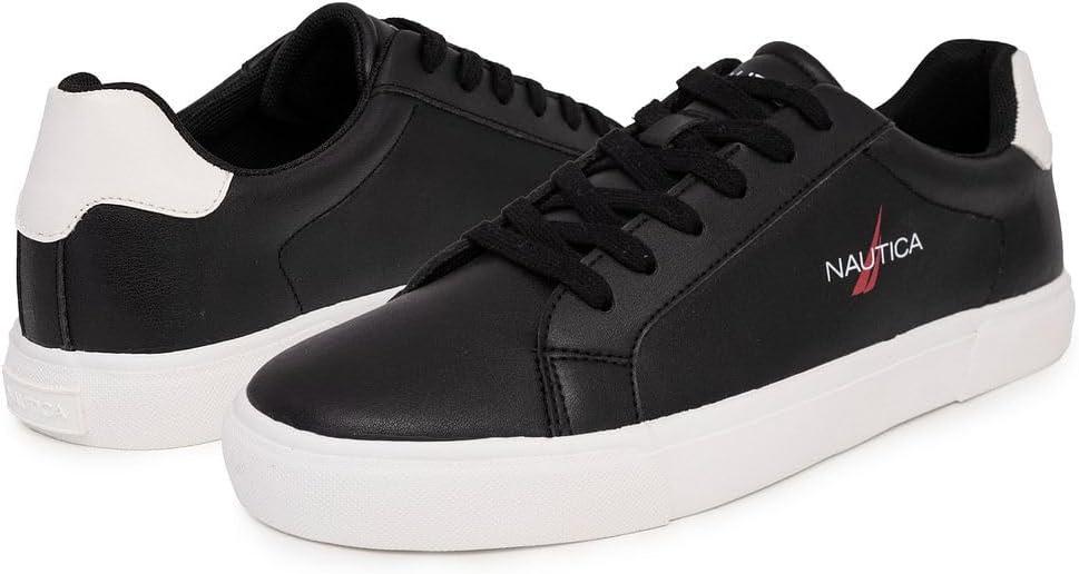 imageNautica Mens Classic LaceUp Low Top Fashion Sneaker Loafer  Stylish and Comfortable Casual ShoeBlack