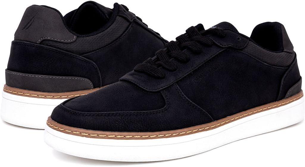 imageNautica Mens Classic LaceUp Low Top Fashion Sneaker Loafer  Stylish and Comfortable Casual ShoeBlacksavar