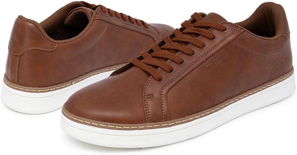 imageNautica Mens Classic LaceUp Low Top Fashion Sneaker Loafer  Stylish and Comfortable Casual ShoeCognacjalad