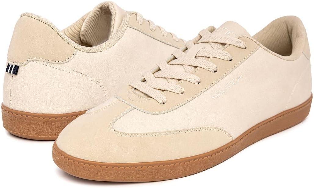 imageNautica Mens Classic LaceUp Low Top Fashion Sneaker Loafer  Stylish and Comfortable Casual ShoeIvoryiod