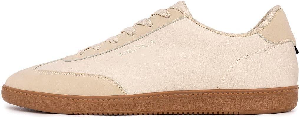 imageNautica Mens Classic LaceUp Low Top Fashion Sneaker Loafer  Stylish and Comfortable Casual ShoeIvoryiod