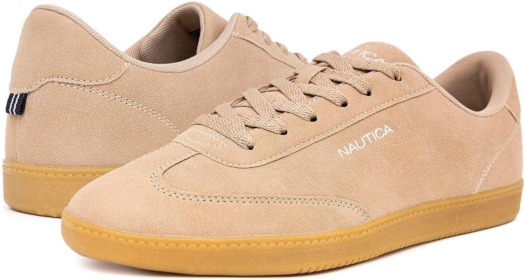 imageNautica Mens Classic LaceUp Low Top Fashion Sneaker Loafer  Stylish and Comfortable Casual ShoeTaupeiod
