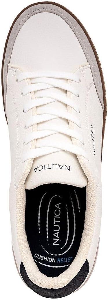 imageNautica Mens Classic LaceUp Low Top Fashion Sneaker Loafer  Stylish and Comfortable Casual ShoeWhite Greyjaro