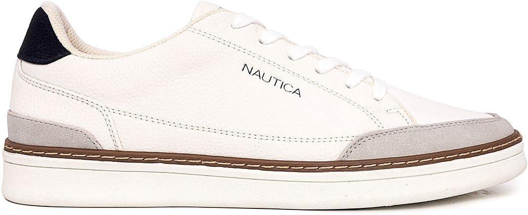imageNautica Mens Classic LaceUp Low Top Fashion Sneaker Loafer  Stylish and Comfortable Casual ShoeWhite Greyjaro