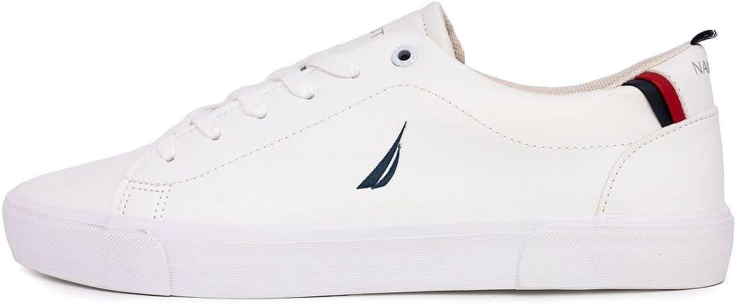 imageNautica Mens Classic LaceUp Low Top Fashion Sneaker Loafer  Stylish and Comfortable Casual ShoeWhite Navy