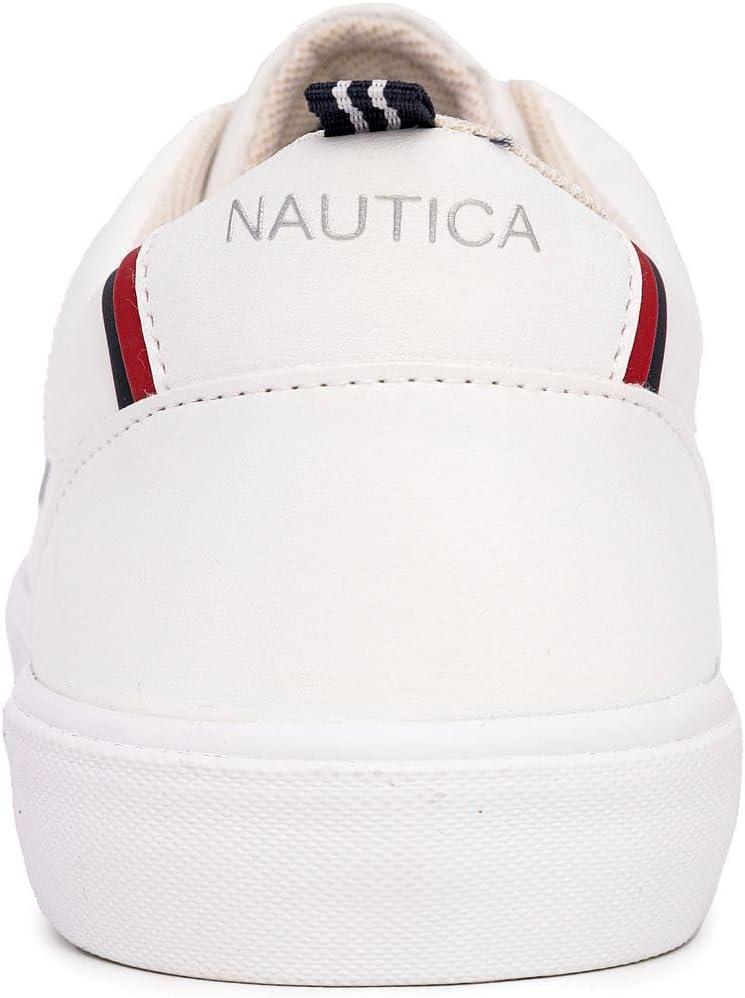 imageNautica Mens Classic LaceUp Low Top Fashion Sneaker Loafer  Stylish and Comfortable Casual ShoeWhite Navy
