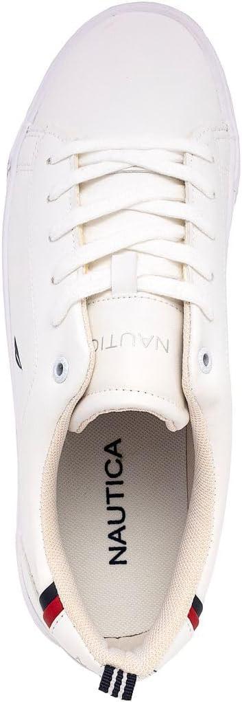 imageNautica Mens Classic LaceUp Low Top Fashion Sneaker Loafer  Stylish and Comfortable Casual ShoeWhite Navy